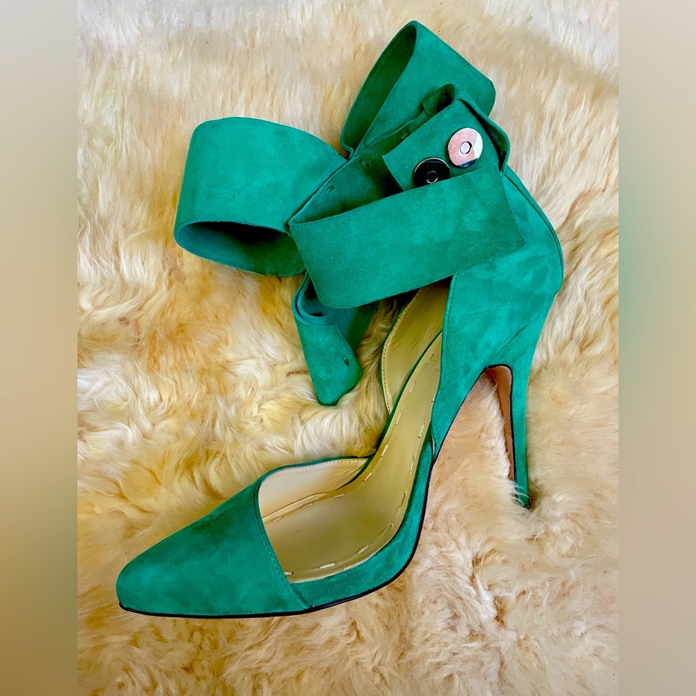 Aminah Abdul Jillil Green Bow Pump Size 10 - Picture 4 of 7